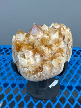 Citrine Geode from Brazil on Custom Swivel Stand - 8 / 10 lbs