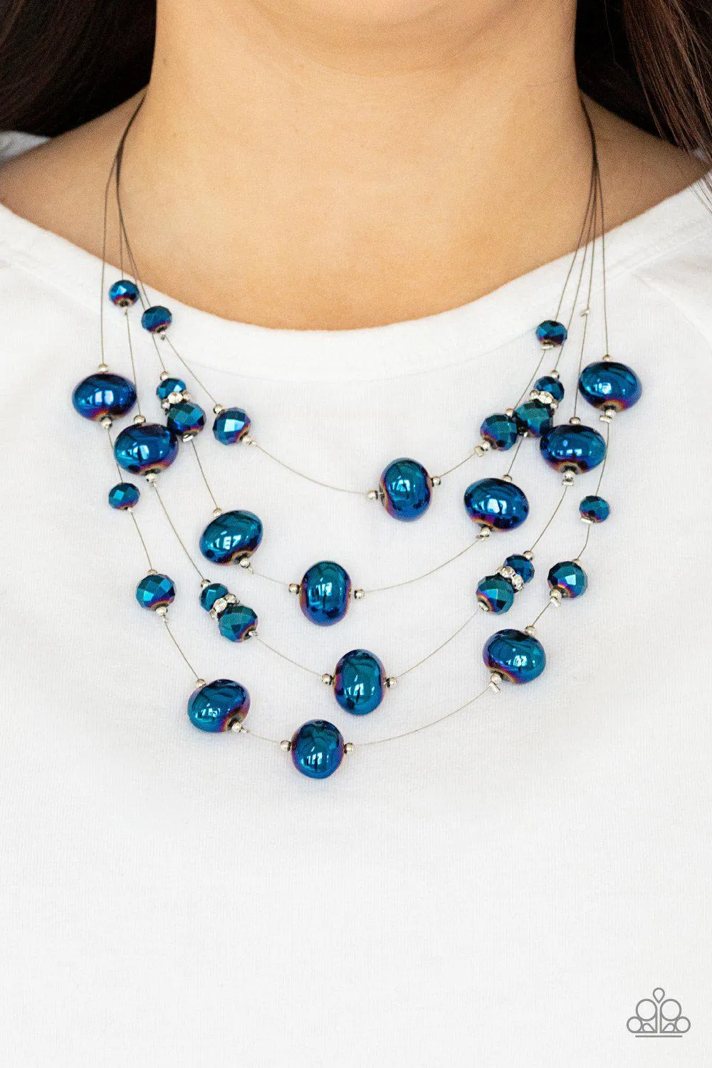 Cosmic Real Estate Metallic Blue "Oil Spill" Necklace - Paparazzi Accessories