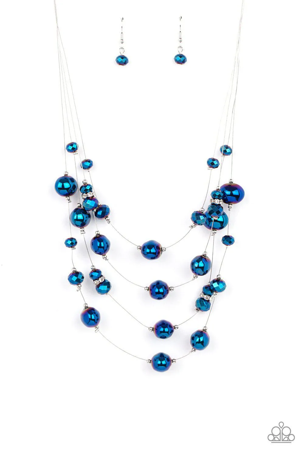 Cosmic Real Estate Metallic Blue "Oil Spill" Necklace - Paparazzi Accessories