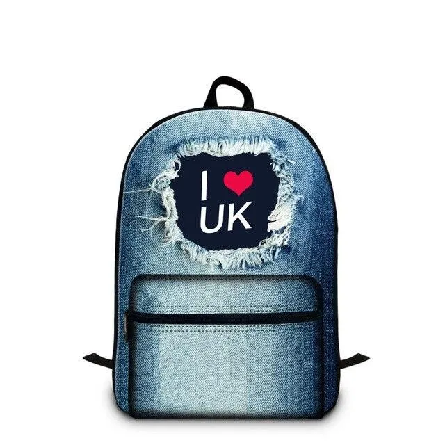 Cotton Denim School 20 to 35 Litre Backpack For Teenage Girls