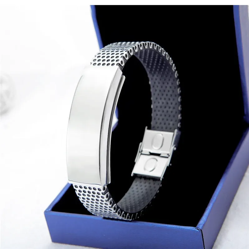 Custom Engrave Stainless Steel Magnet Bracelet