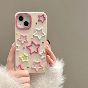 Cute 3D Colorful Stars Phone Cases for iPhone 14 Pro Max, 13, 12, 11, XR, X, XS Max