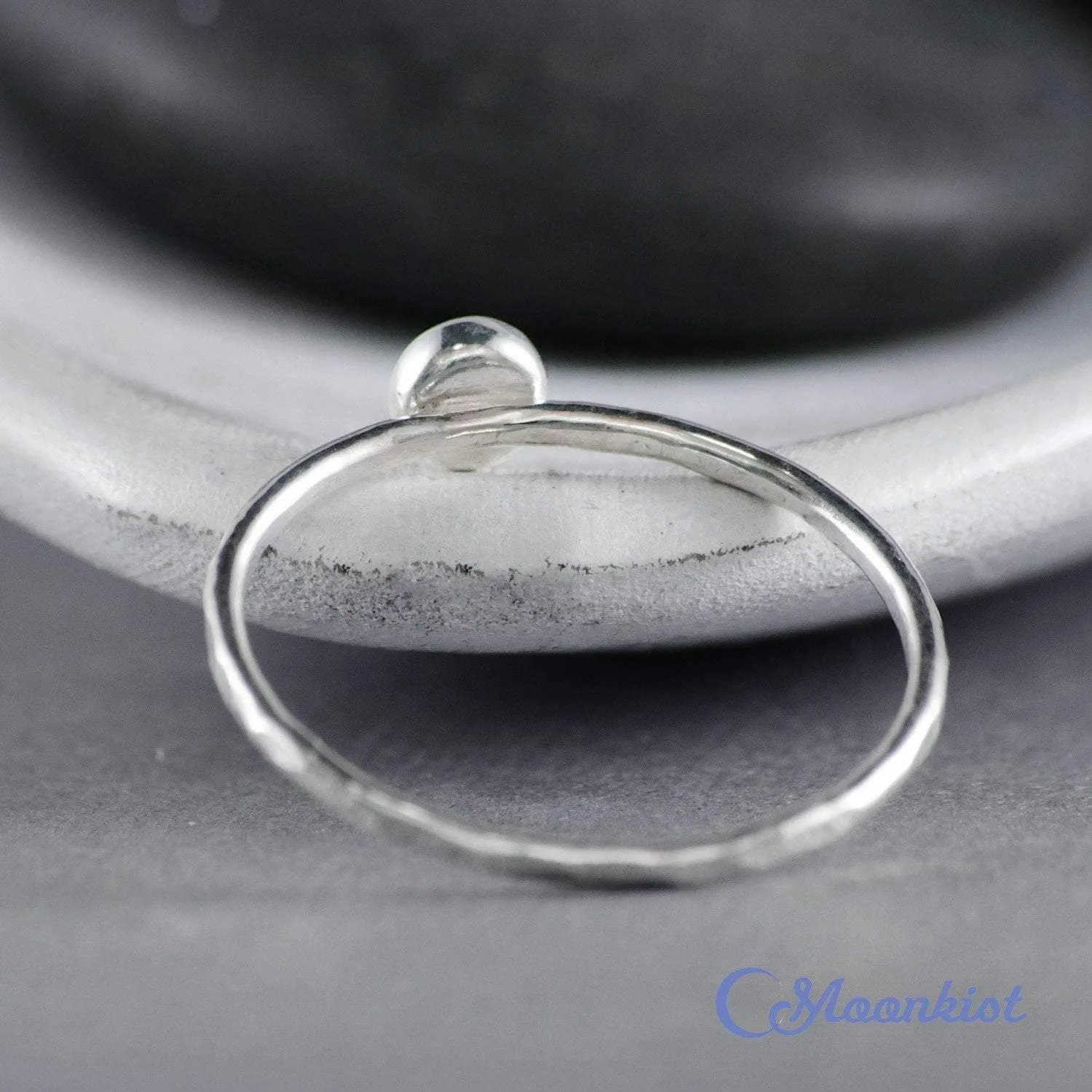 Dainty Silver Blue Chalcedony Pinky Ring | Moonkist Designs