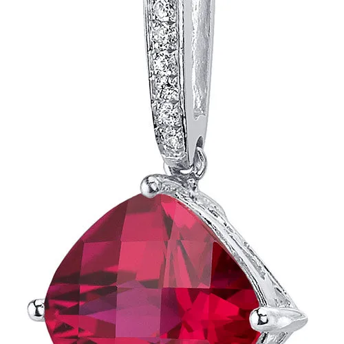 Dangling 5.50 Carats Cushion Cut Sterling Silver Ruby Pendant