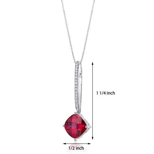 Dangling 5.50 Carats Cushion Cut Sterling Silver Ruby Pendant