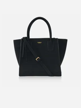 Demi Vegan Leather Winged Tote Bag | Black