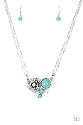 Desert Harvest Blue Turquoise Stone Necklace and matching Earrings - Paparazzi Accessories