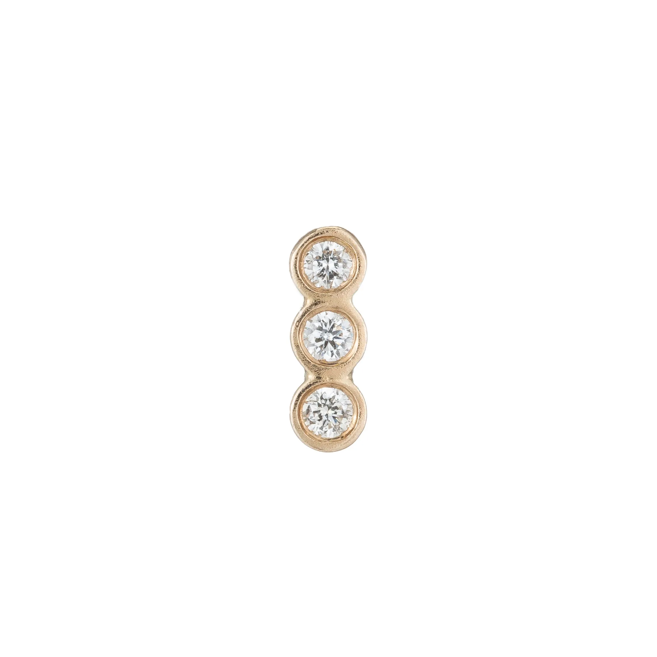 Diamond 3 Bezel Earring (Single)