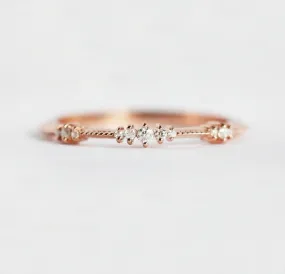 Diamond Wedding Band, Delicate Rose Gold Diamond Wedding Ring, Clustered Diamond Ring