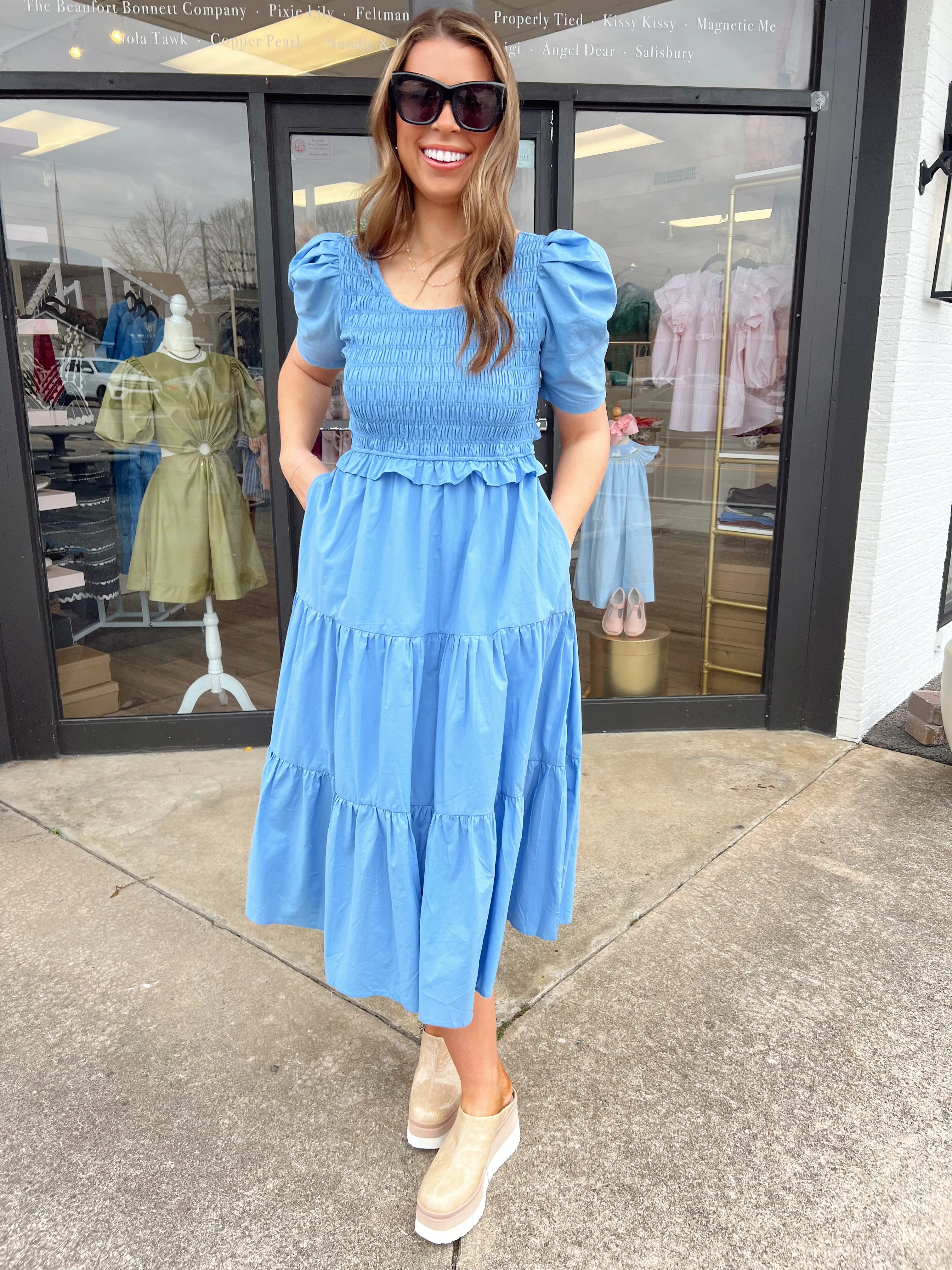 Dust It Off Smocked Midi Dress