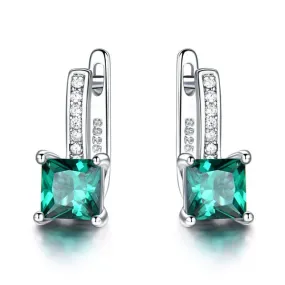 Emerald Gemstone 925 Sterling Silver Clip Earrings