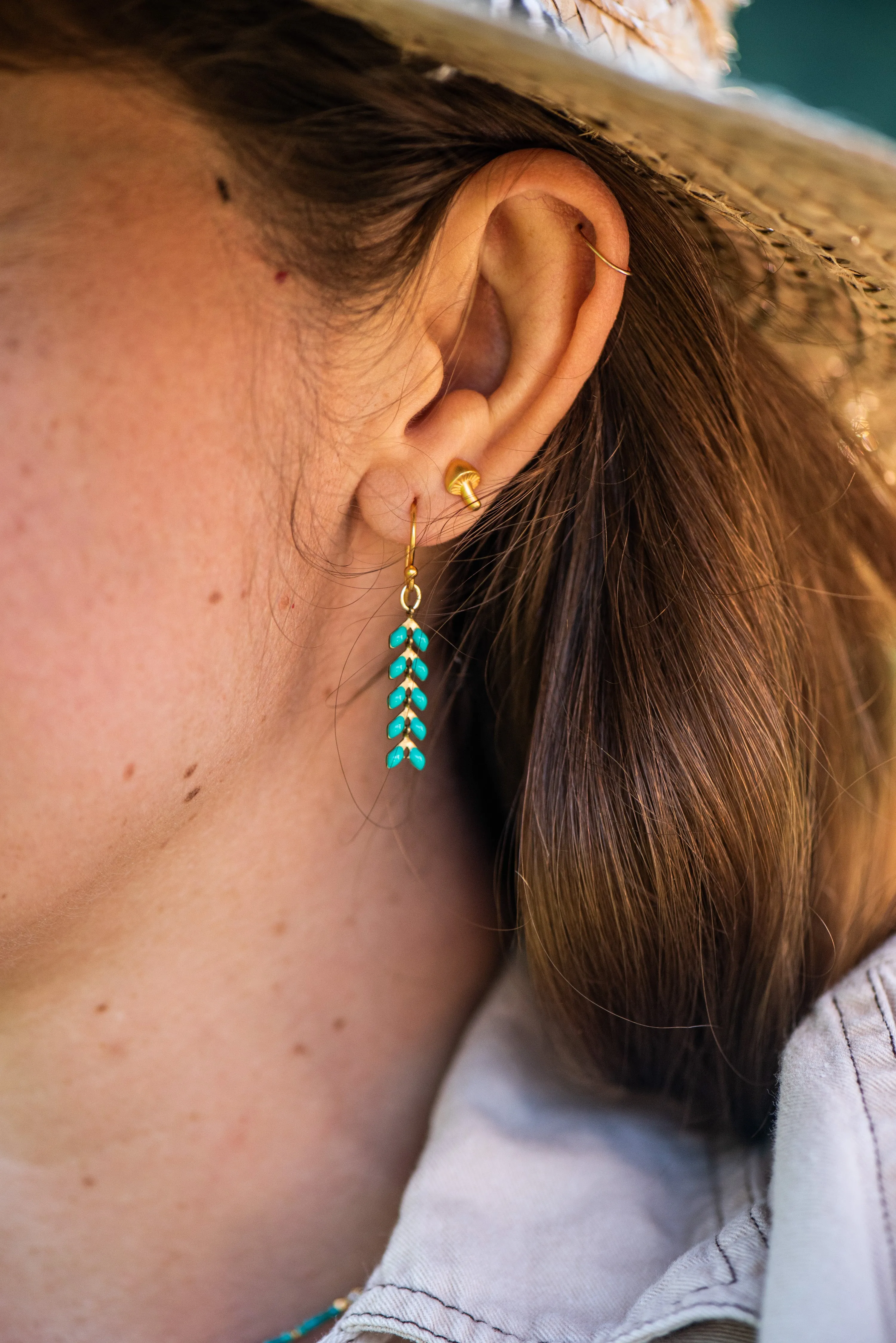 Enamel Cascade Earrings - Short - Aqua