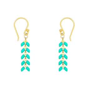 Enamel Cascade Earrings - Short - Aqua