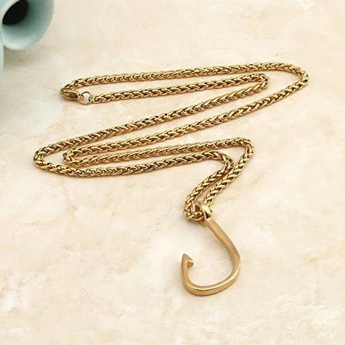 Fish Hook Stainless steel Pendant Necklace, with 24" Link Chain