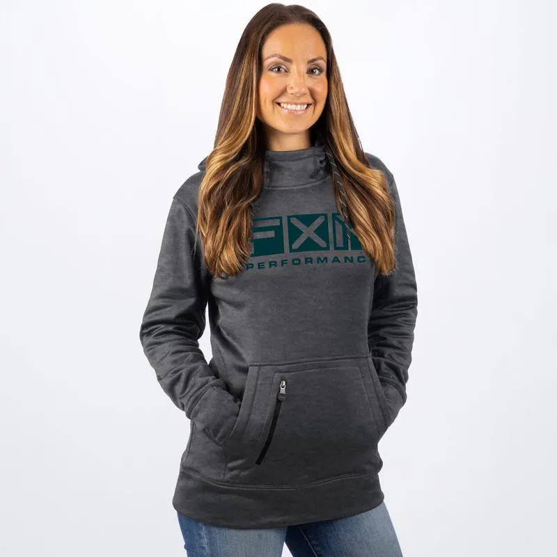 FXR Women's Helium Tech Pullover Fleece Grey Heather/Ocean