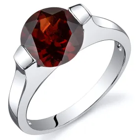 Garnet Round Cut Sterling Silver Ring Size 6