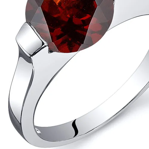 Garnet Round Cut Sterling Silver Ring Size 6