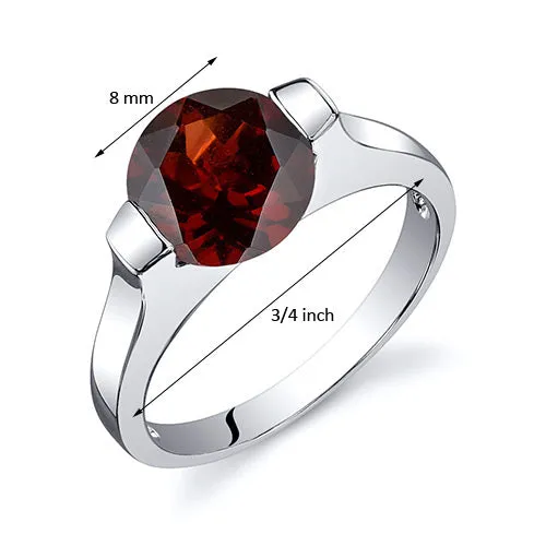 Garnet Round Cut Sterling Silver Ring Size 6