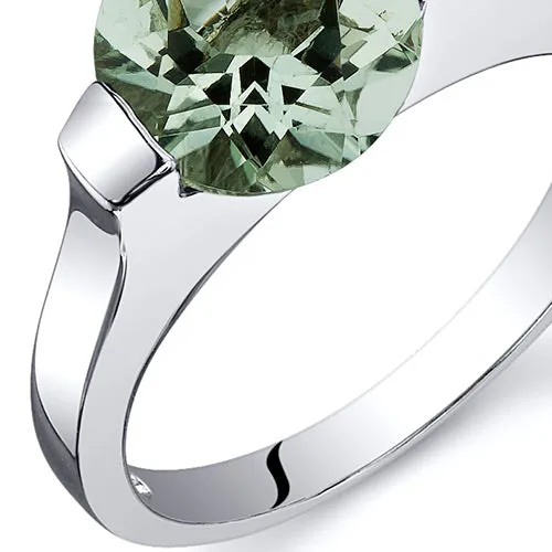 Green Amethyst Round Cut Sterling Silver Ring Size 7