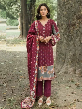 Gul Ahmed Khaddar Burgundy Unstitched Suit (WR-22009)