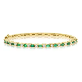 Half Diamond Half Emerald Bangle