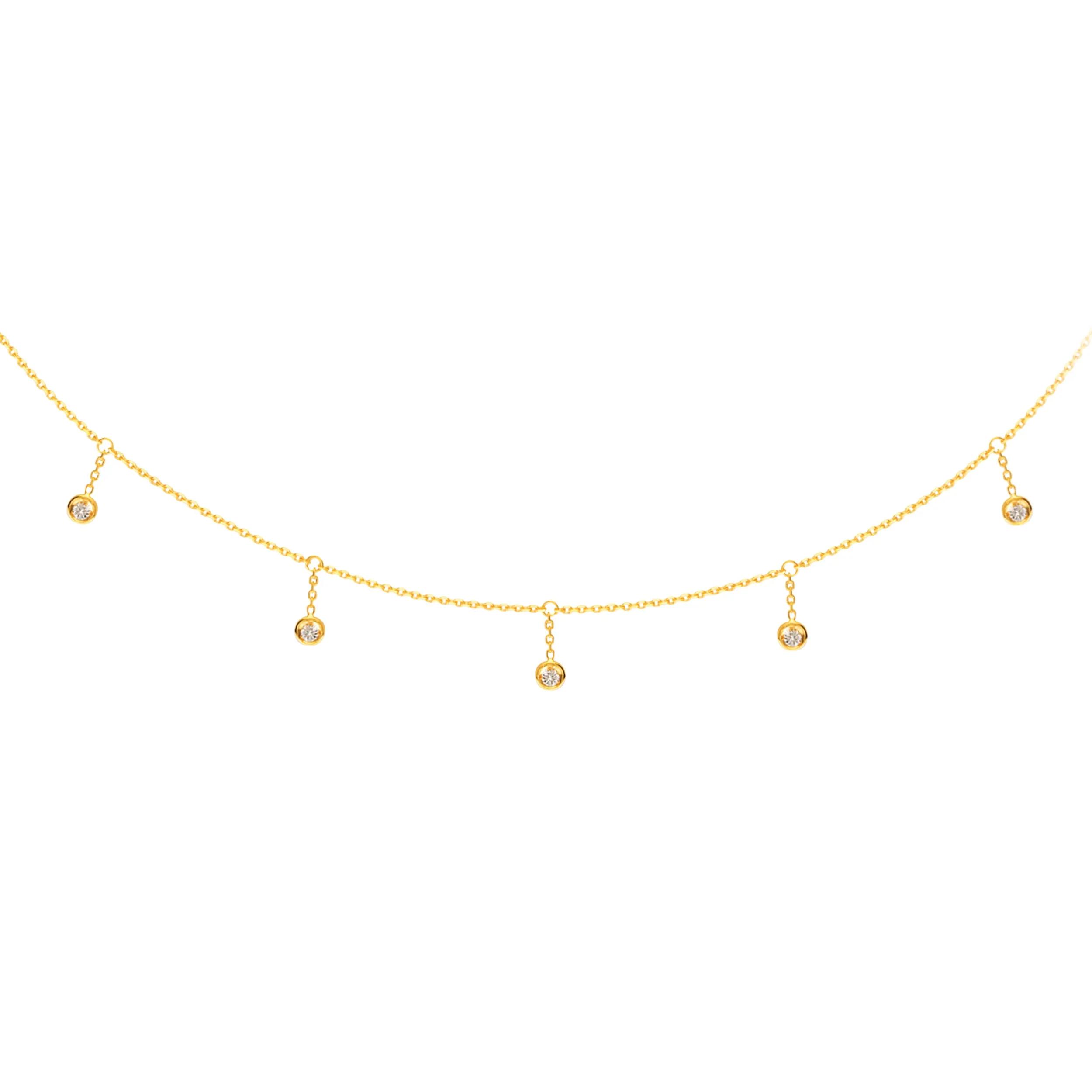 HANGING DIAMONDS CHOKER 14K