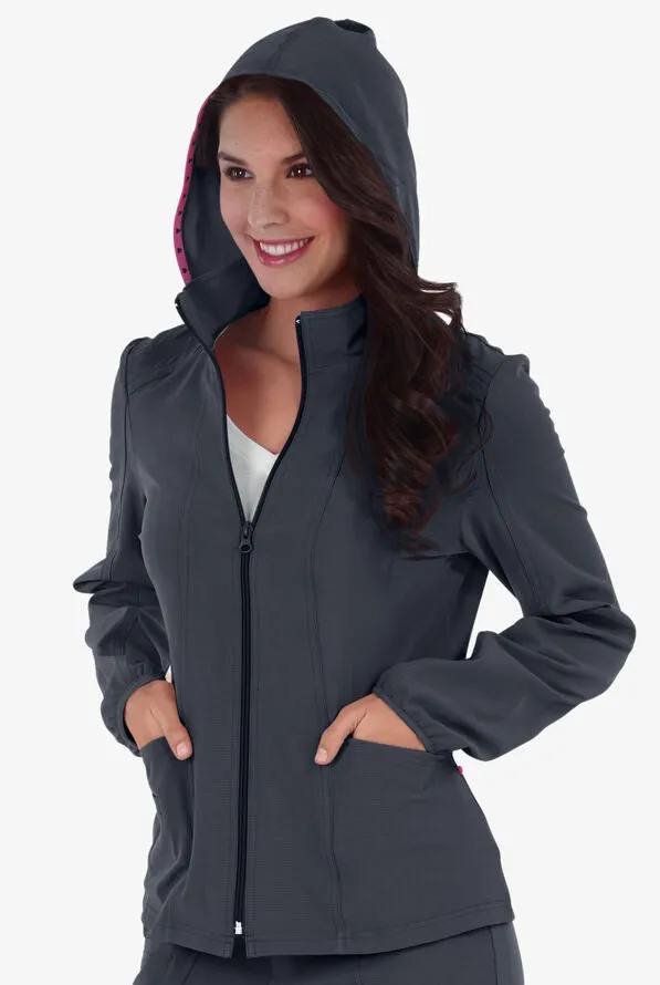 HeartSoul Break on Through Women's Hooded Warm Up Solid Scrub Jacket 20310