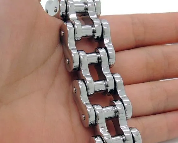 Heavy 2 Tone Biker Chain Bracelet Stainless Steel