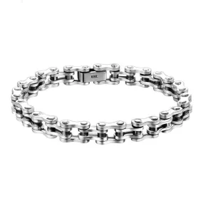 High Polished Link Chain 925 Sterling Silver Handmade Vintage Biker Bracelet