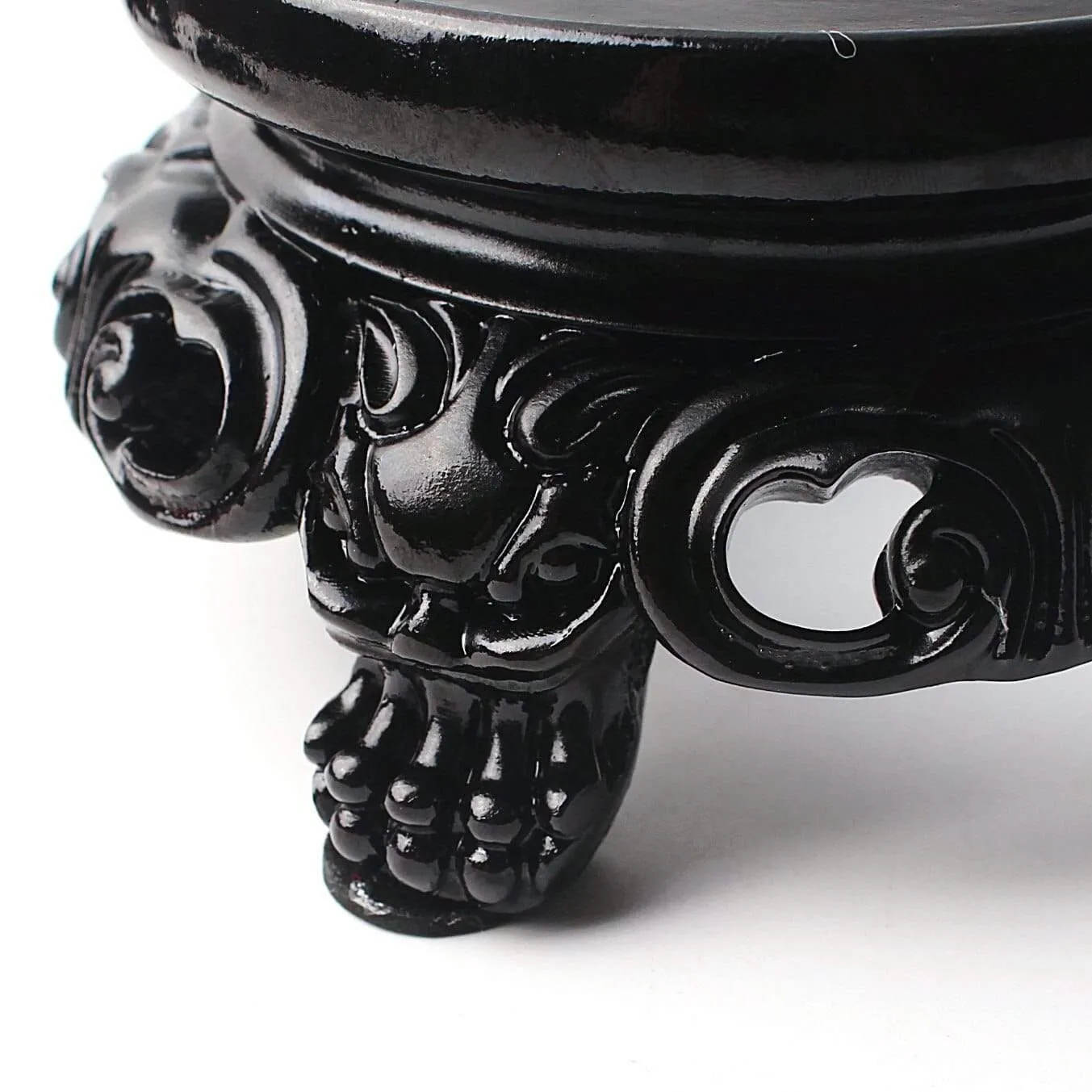 High Quality Black Resin Pedestal Crystal Sphere Base Support Caved Foundation Ball Holding