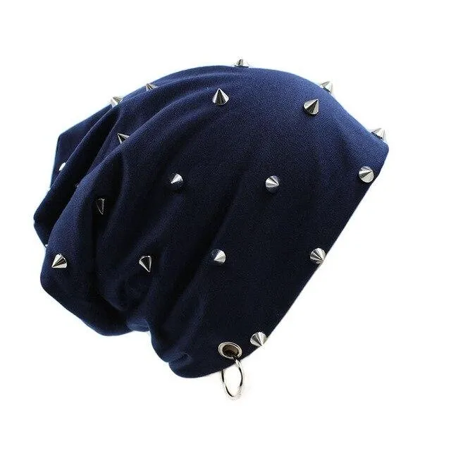 Hip-hop Beanie or Bonnet with Rivets and Hoop