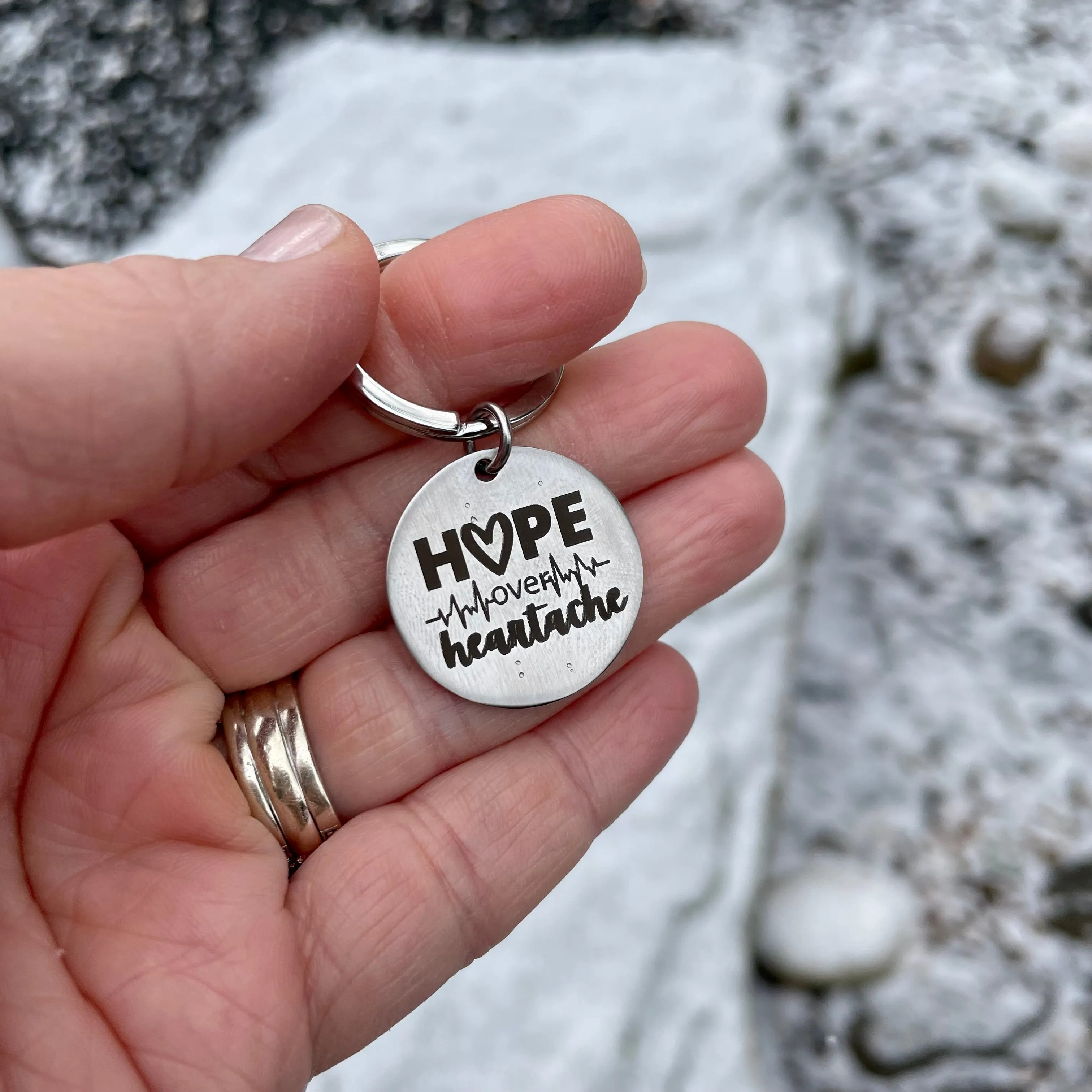 hope over heartache keychain