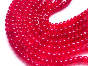 Hot Pink Chalcedony Rondelle Shape Smooth Beads