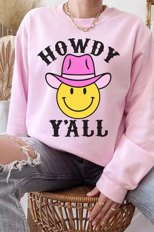 HOWDY YALL SMILEY GRAPHIC SWEATSHIRT PLUS SIZE