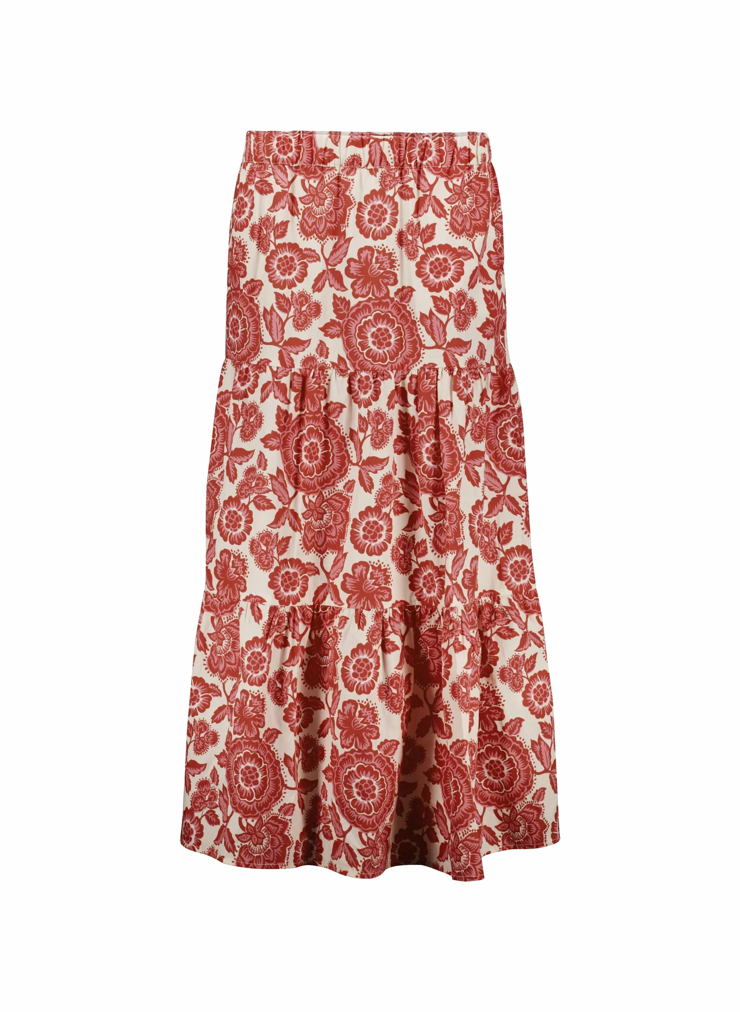 Isaaca Florence Print Organic Cotton Maxi Skirt | Strawberry