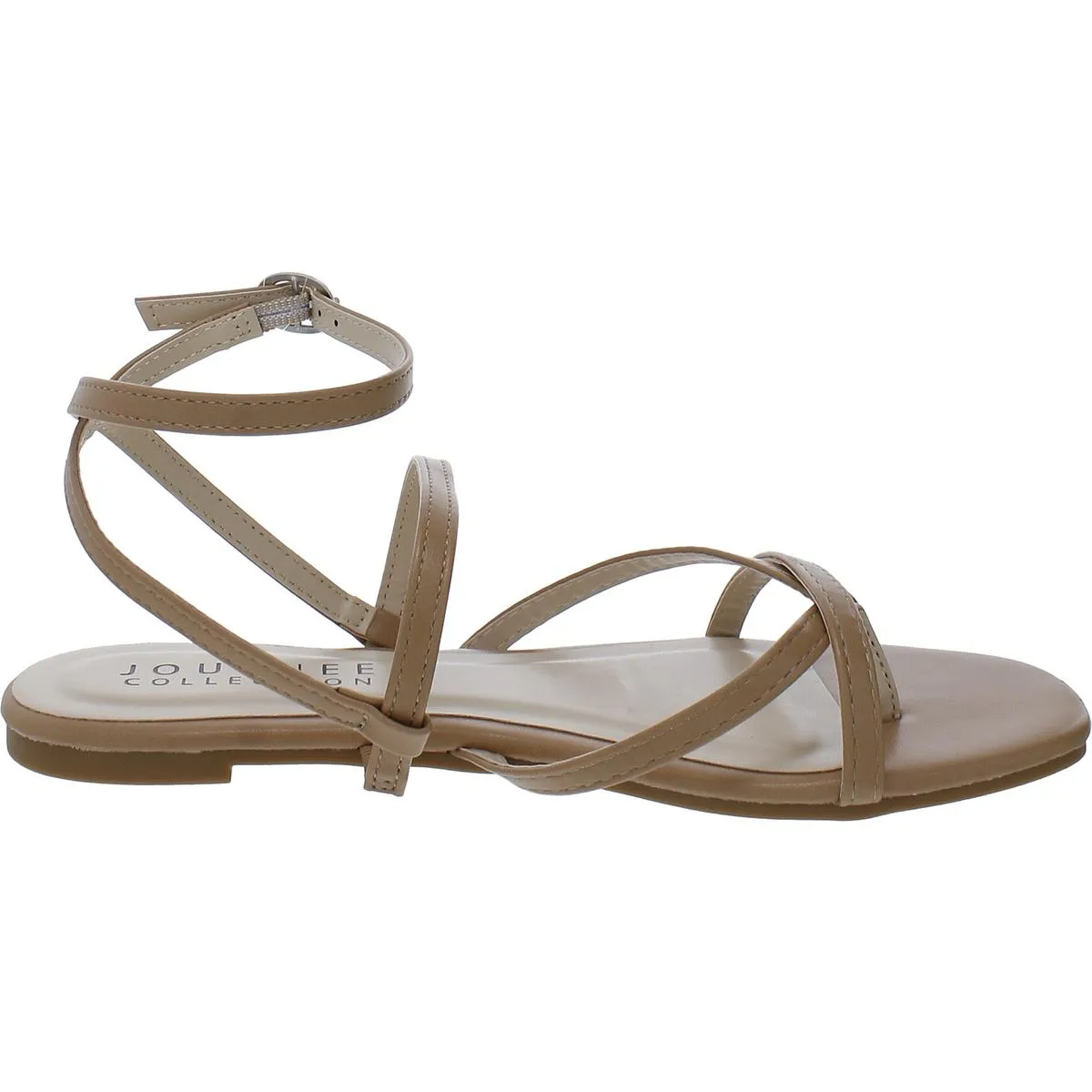 Journee Collection Womens Faux Leather Thong Strappy Sandals