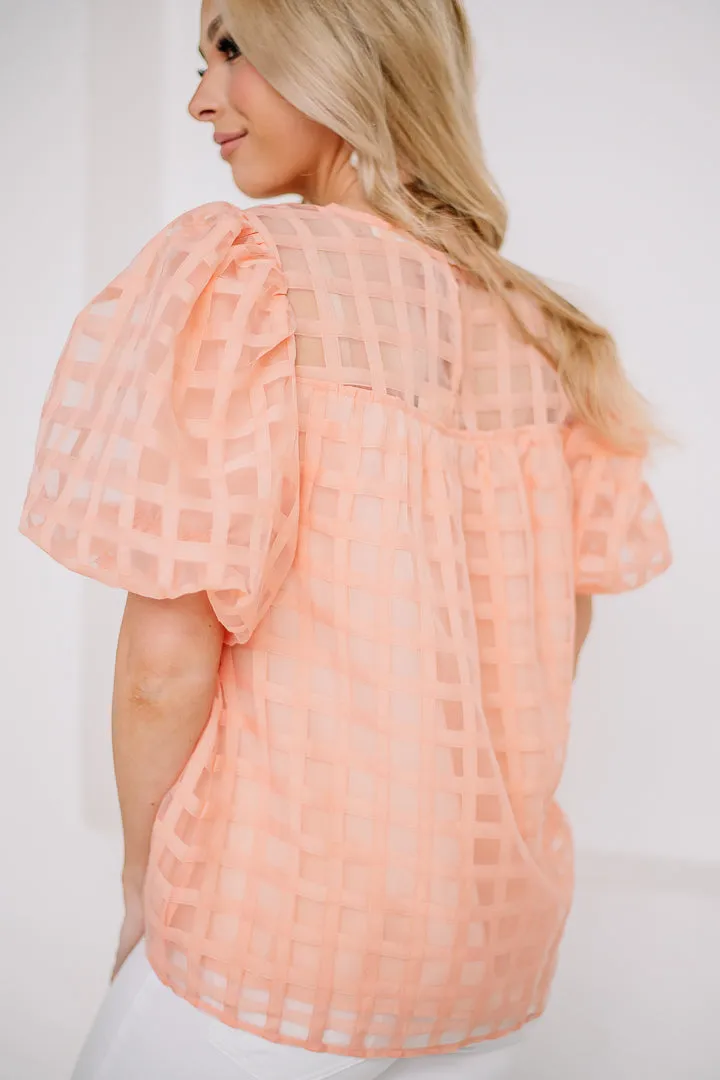 Just Peachy Gingham Style Top