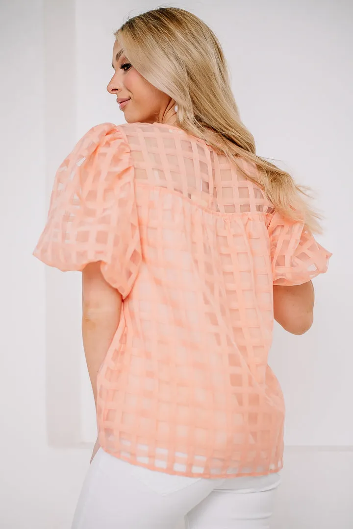 Just Peachy Gingham Style Top