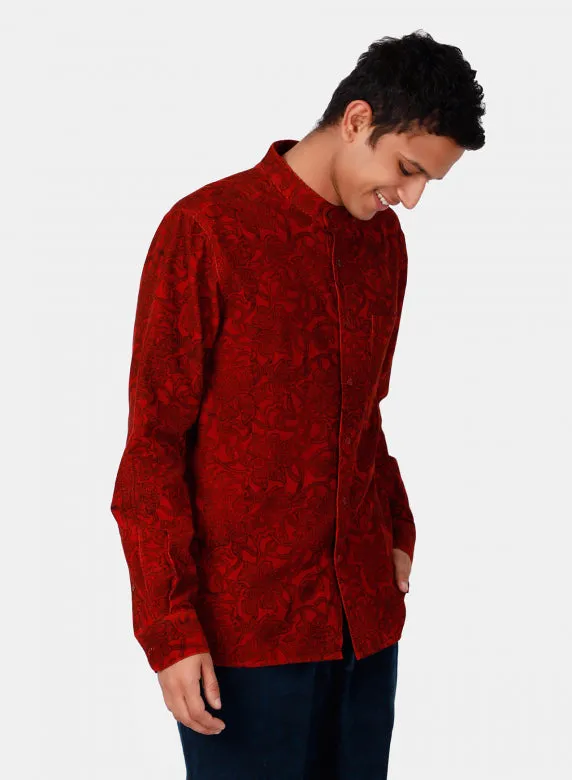 Kardo Fred Floral Block Printed Cord Shirt