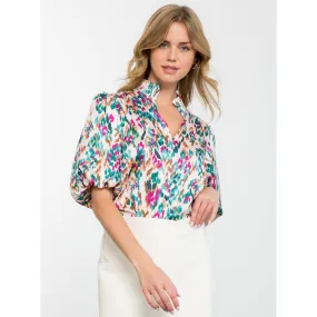 Kora Puff Sleeve Spotted THML Top-SALE