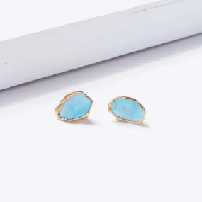 Large Raw Turquoise Stud Earrings