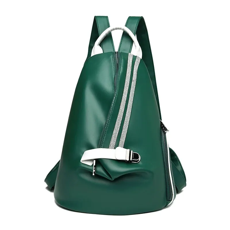 Large Side Zipper Leather Backpack in Multiple Colors