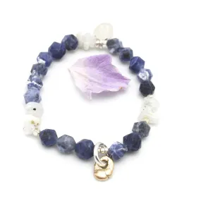 Lava Form Collection:  Blue Sodalite & Bronze Pali Pendant Stretch Bracelet