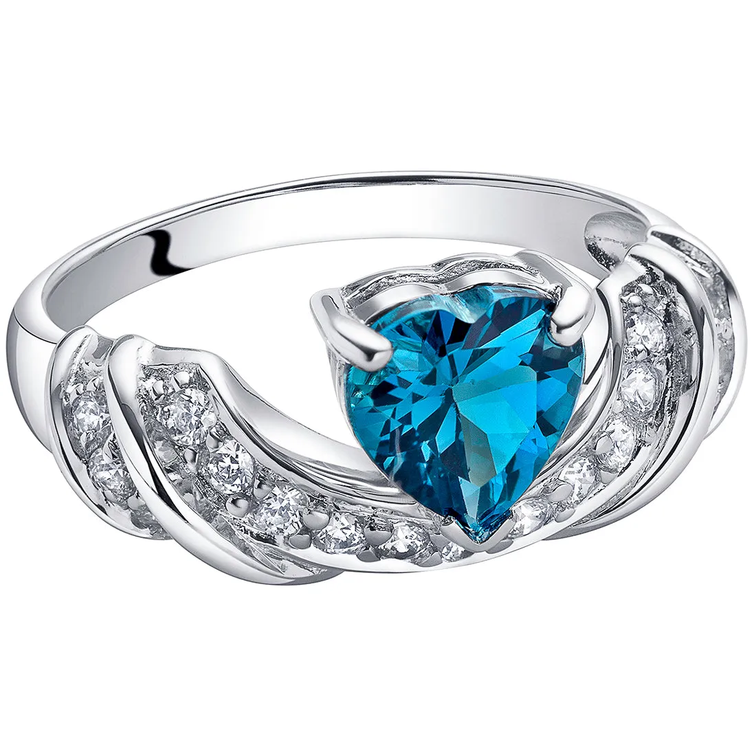 London Blue Topaz Heart Shape Sterling Silver Ring Size 8