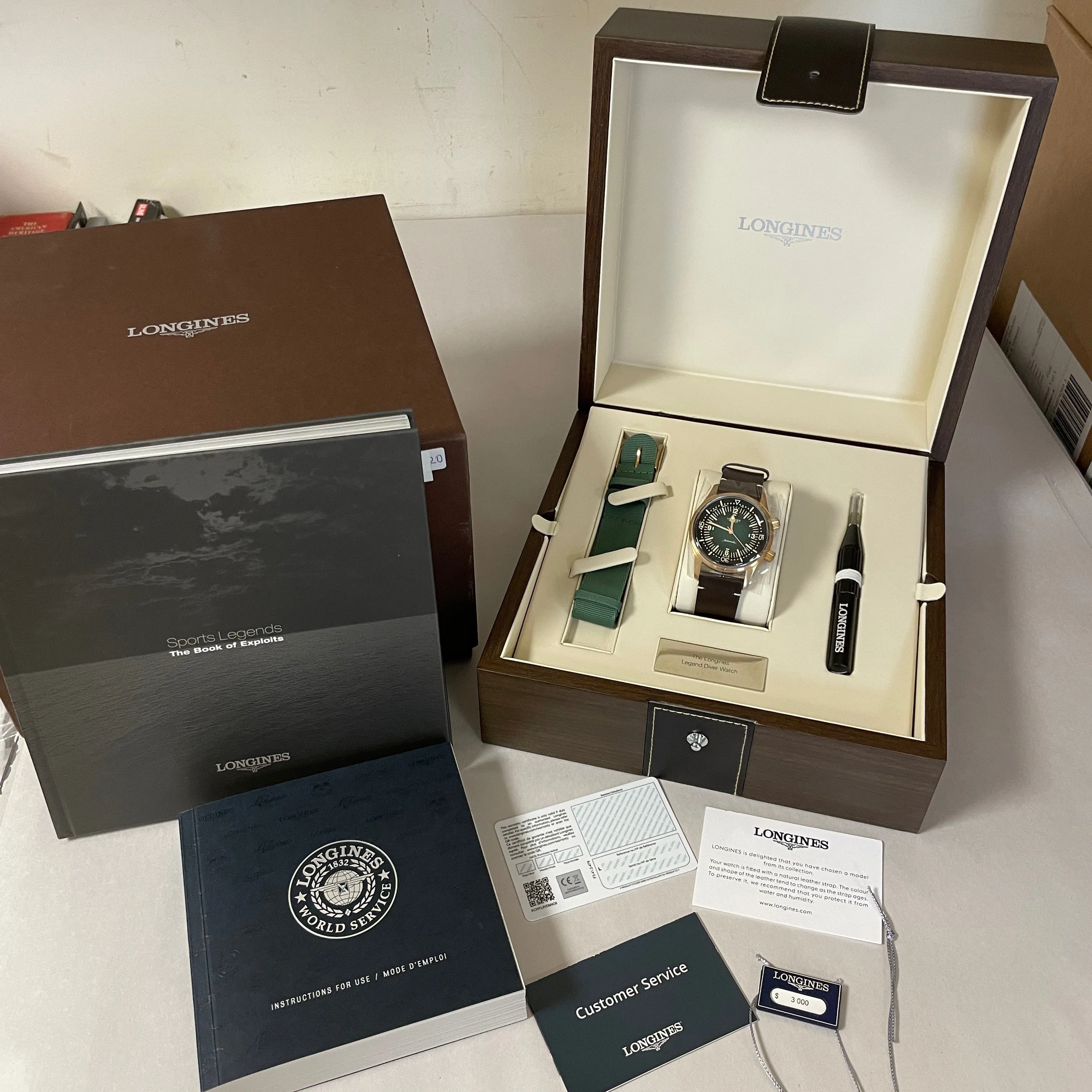 Longines Legend Diver 42MM Automatic Green Bronze Case Nato Watch L37741502