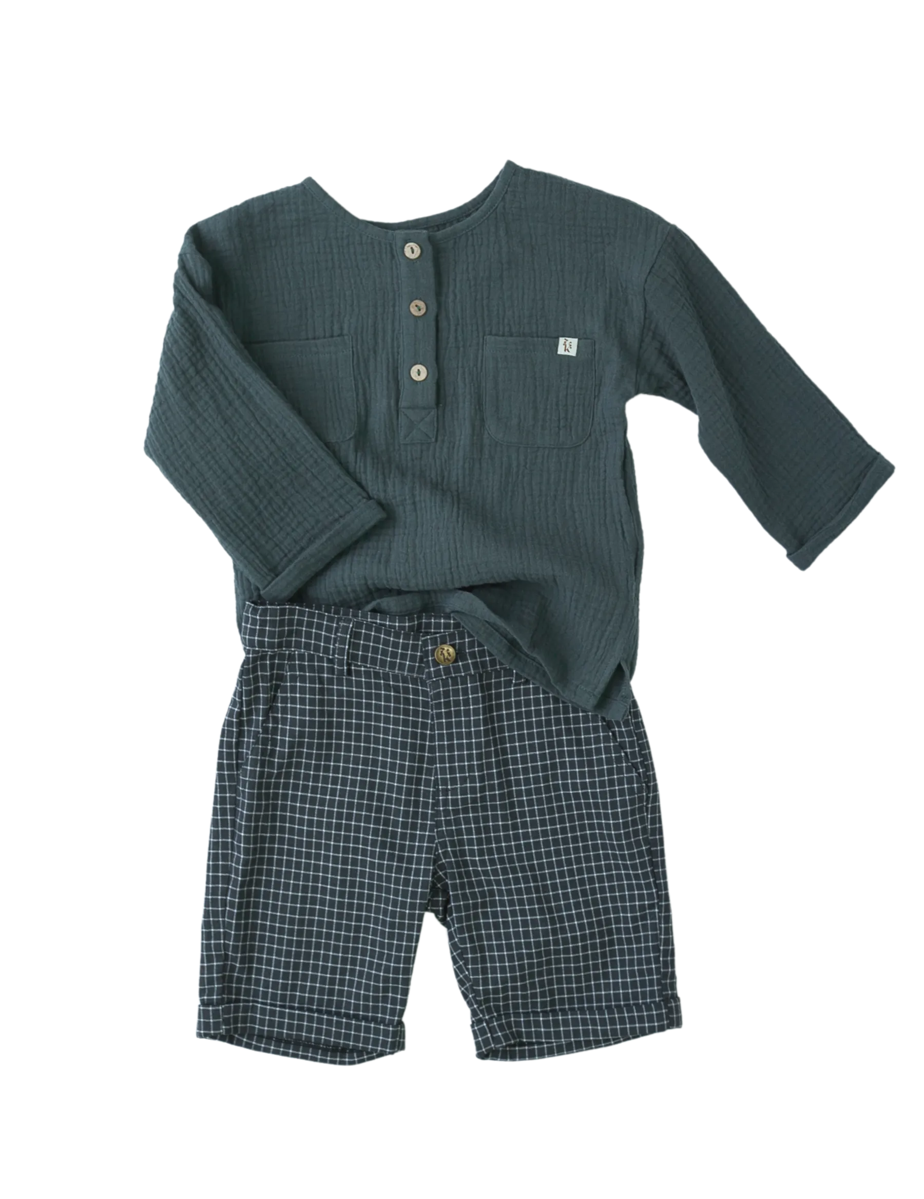 Lucas Boys Muslin Shirt - Dusty Pine