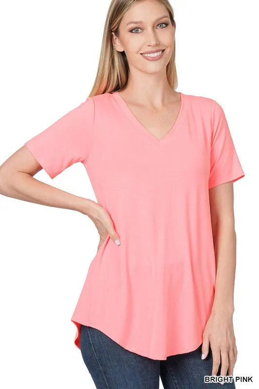 Luxe Short Sleeve Hi-Low Hem Top