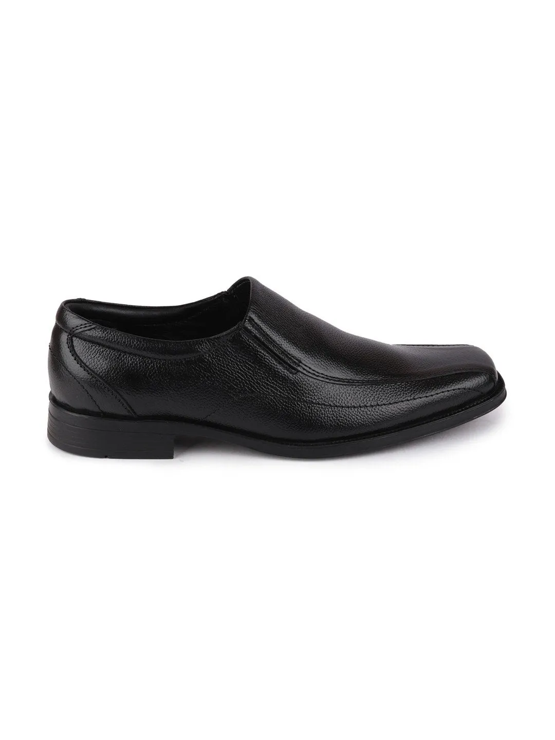 Men Black Plus Size Genuine Leather Formal Slip On Shoes