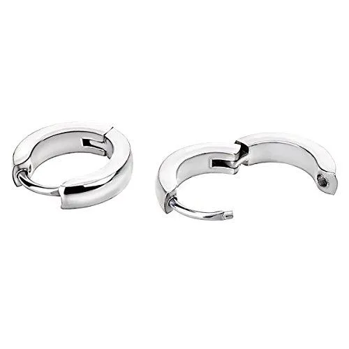 Men Huggie Hinged Hoop Dangle Earrings, Stainless Steel, Hypoallergenic Urban Hoop Earrings