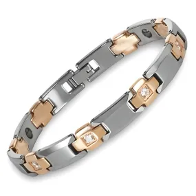 Men Tungsten Gold & Silver Hematite Anti-scratch CZ Bracelet